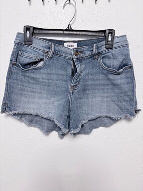 pistola Light Blue Frayed Hem Denim Shorts